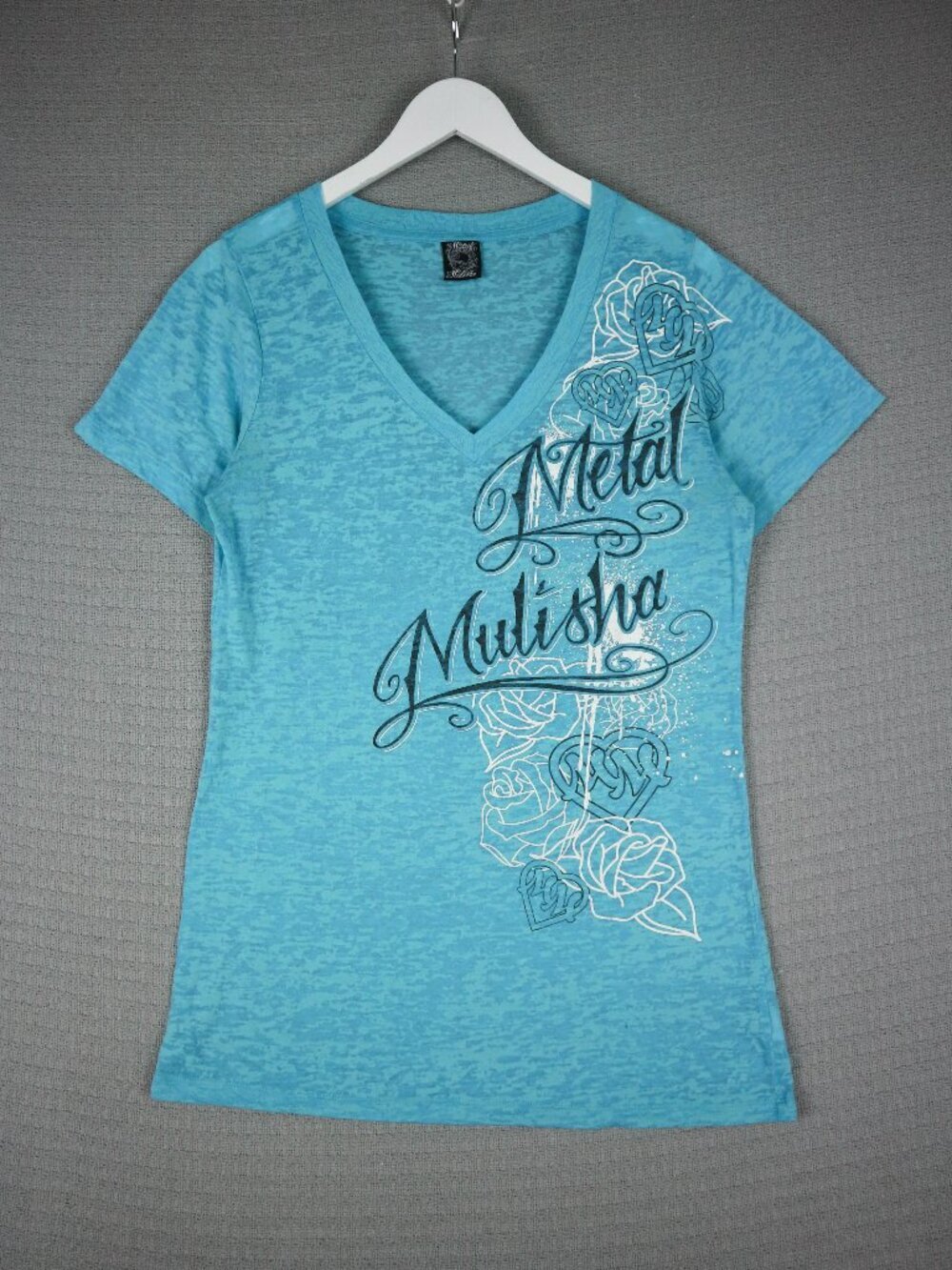 Metal Mulisha Blue Grunge Y2K Style Tee Womens XL